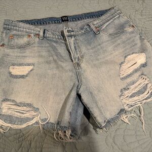 GAP Women's Ripped Jean Shorts - Light Blue